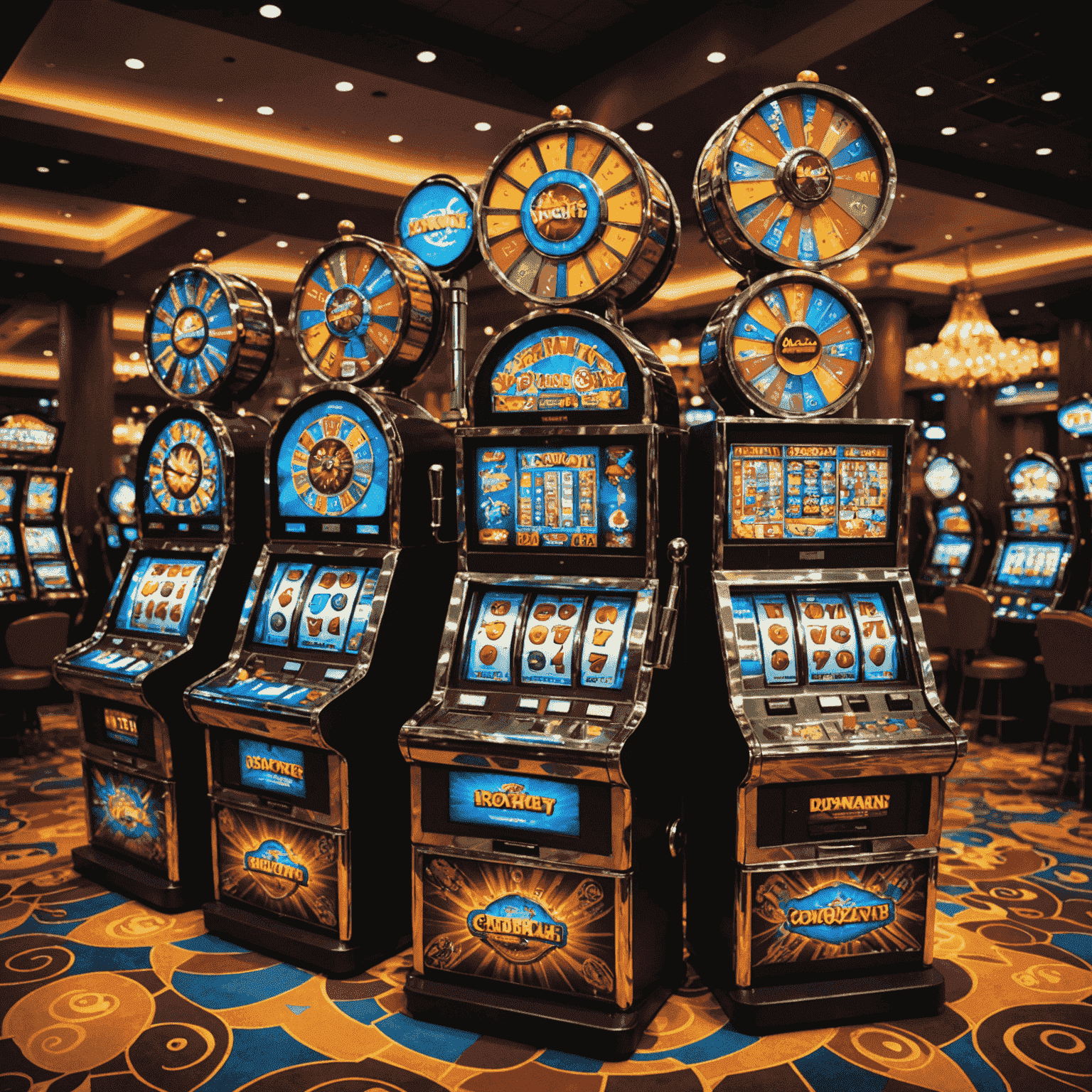 Collage of innovative slot machines featuring cascading reels, unique bonus wheels, and interactive game elements