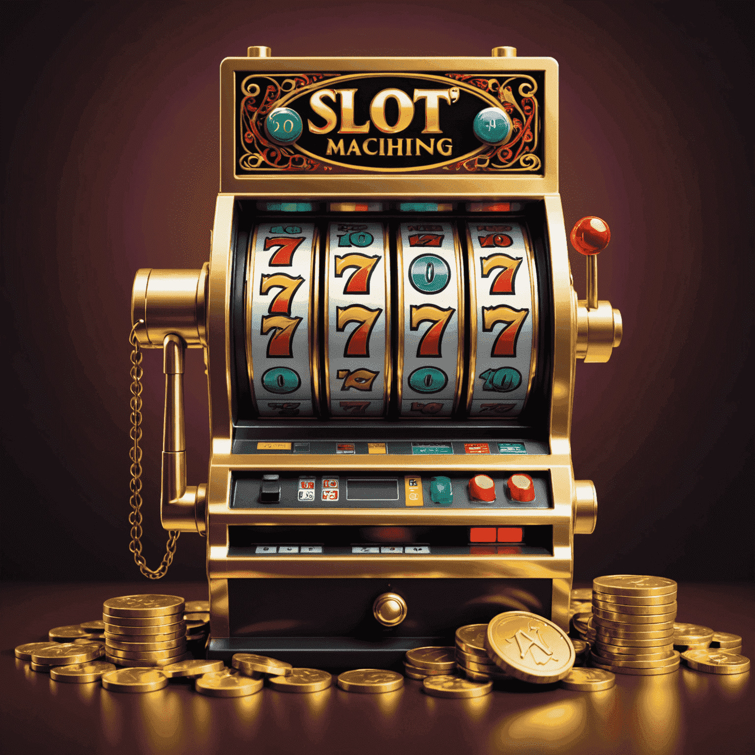Illustration of slot machine reels with RTP percentage displayed, showing coins flowing back to a player