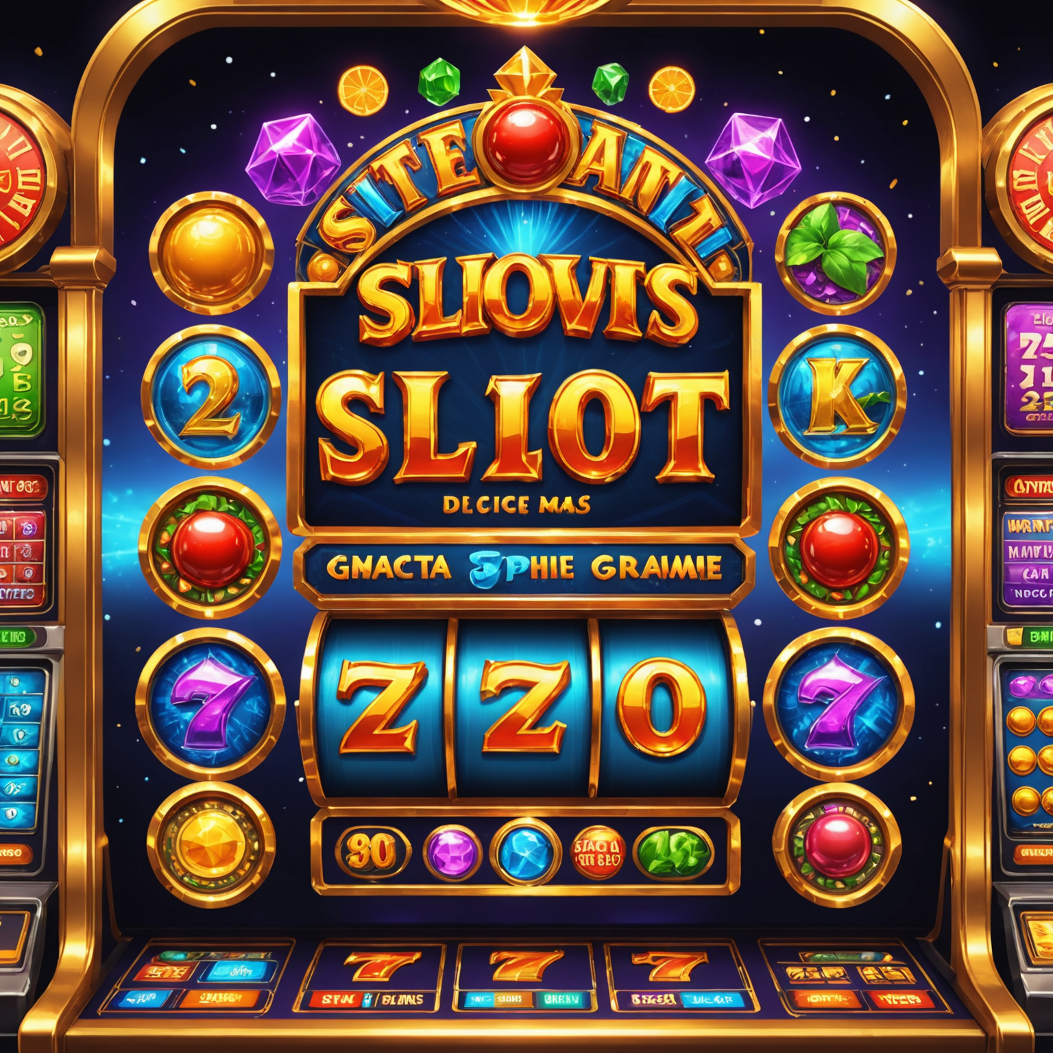 Montage of slot game design elements including vibrant graphics, animations, and sound effect visualizations